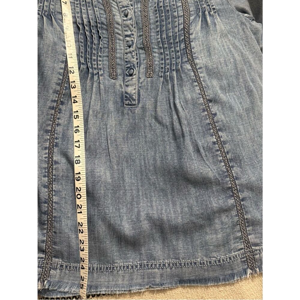 ANTHROPOLOGIE Pilcro Denim Pintuck Henley Blouse - Picture 13 of 14